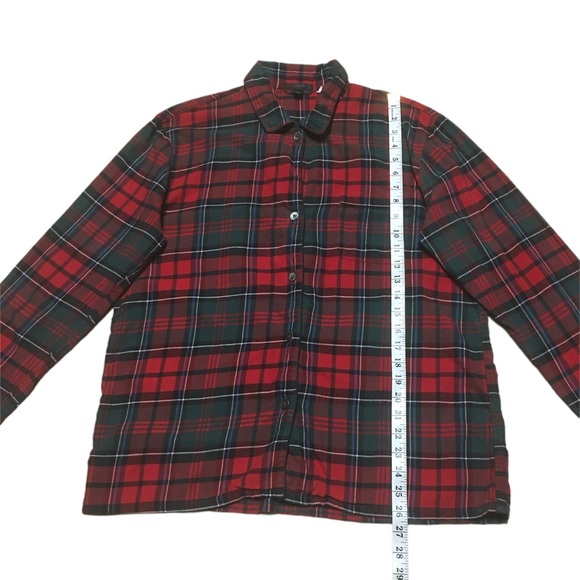 J Crew Red Plaid Button Down Sleep Shirt Size M - Picture 4 of 12